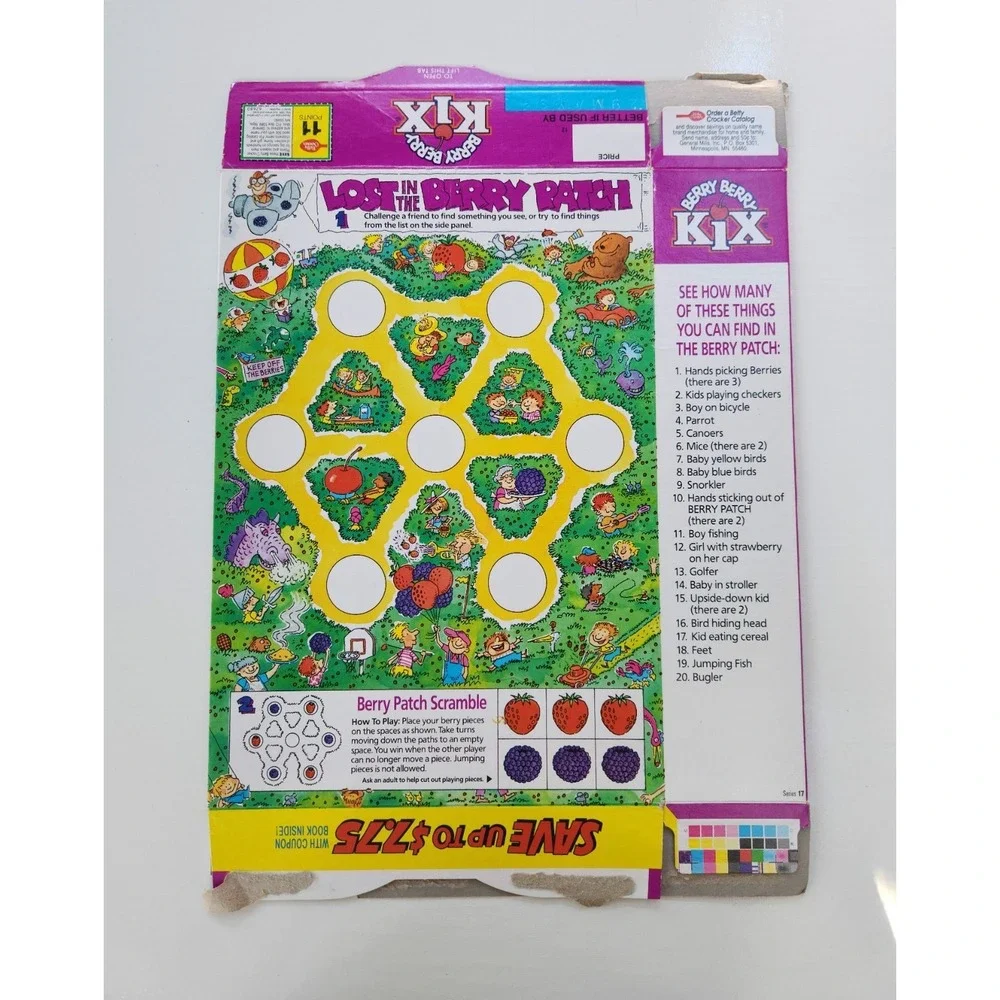 1993 GENERAL MILLS KIX BERRY‎ BERRY Flat CEREAL BOX